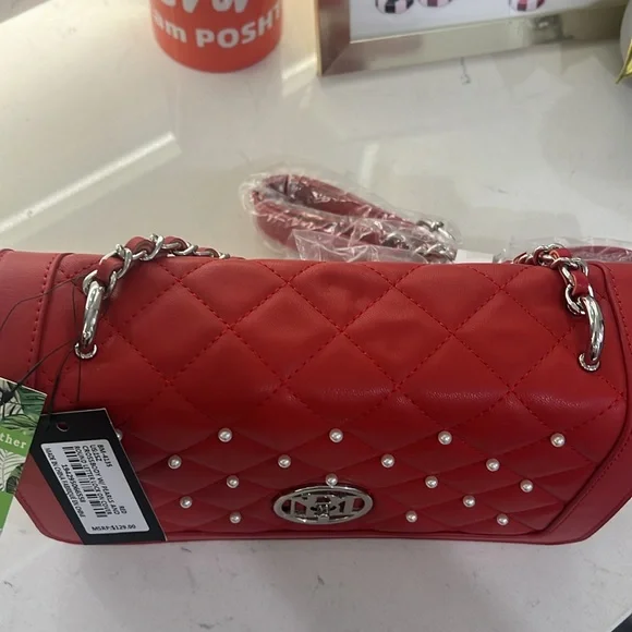 Badgley Mischka Red Quilted Shoulder Bag NWT bundle - Picture 17 of 17